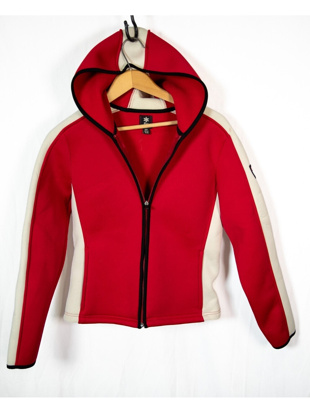 Roots Red / White Striped Full Zip Hooded Jacket - Women's Sz S